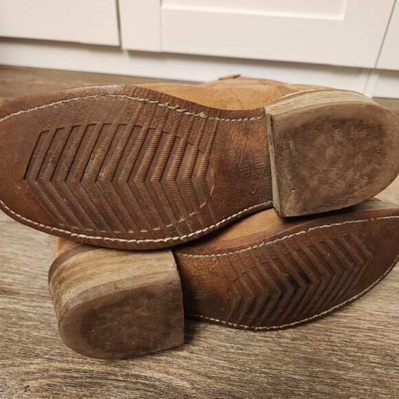 Dingo Square Toe Brown and tan Suede and  Leather Cowboy Boots Mens Size 8 - Picture 6 of 7